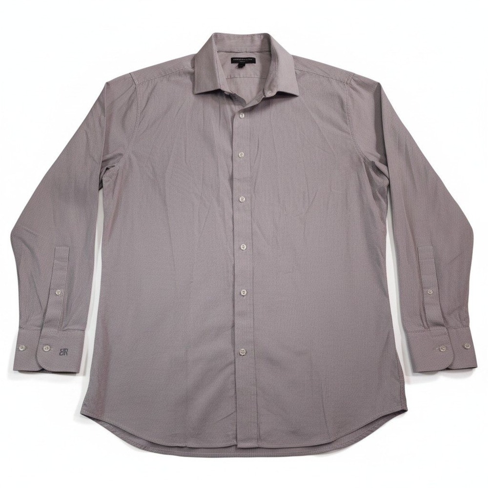 Banana Republic Slim Fit Mens XL Grey White Micro Stripe Button Down Shirt Logo